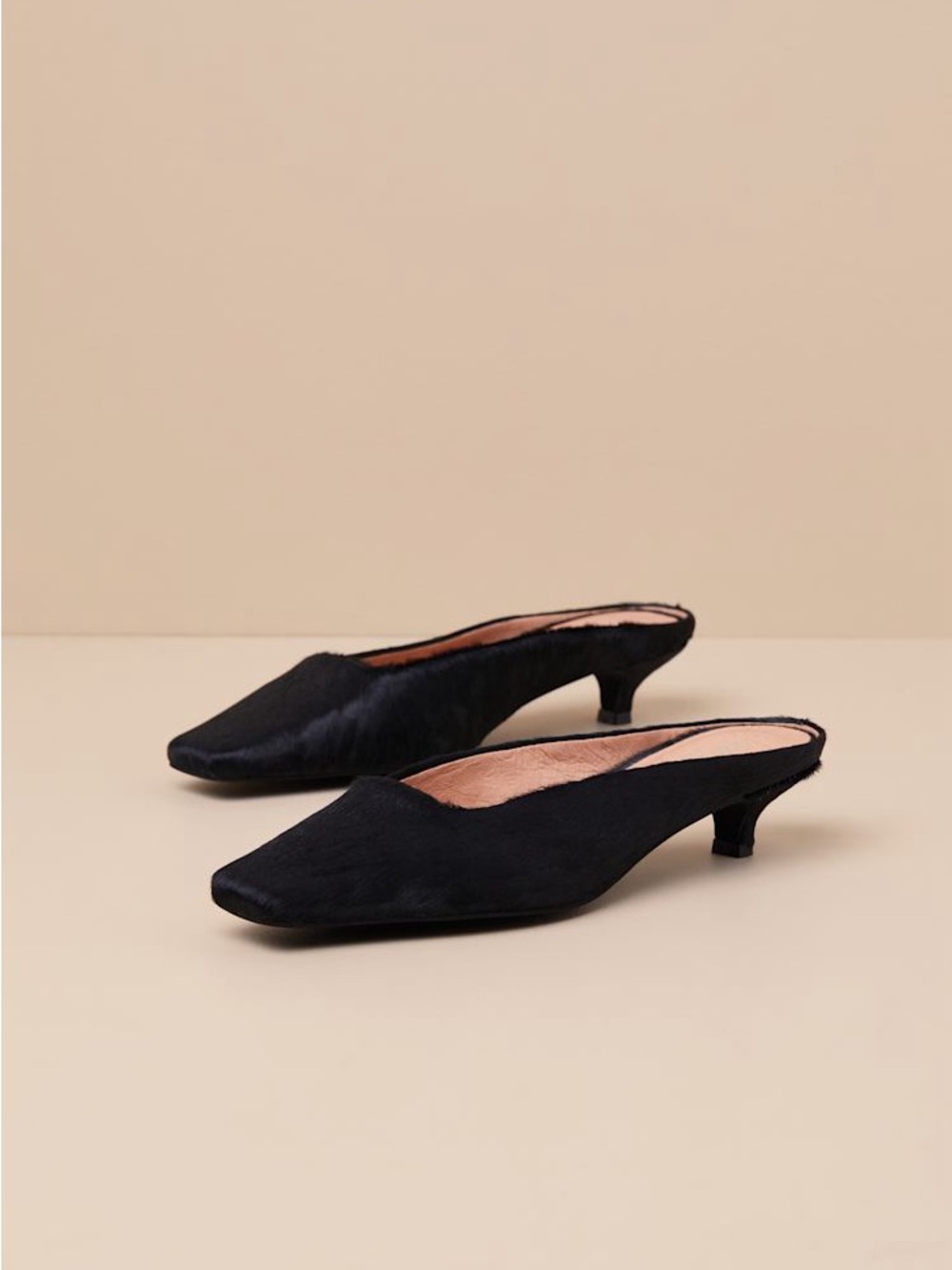 Matisse Classy Black Calf Hair Kitten Heel Mules Square Toe Womenβs 9M